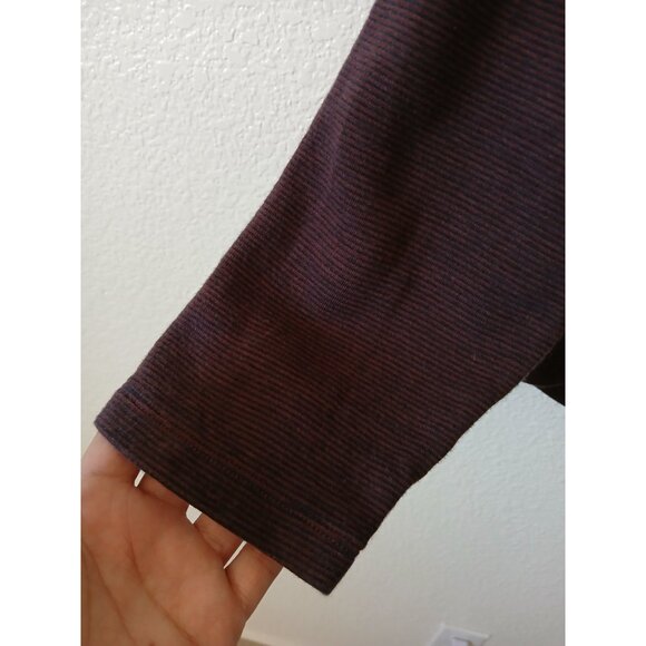 VINCE Mens Hoddie Size L/G  Burgundy Black Striped Long Sleeve Pullover - Picture 4 of 13